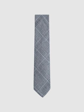 Airforce Blue Reiss Tino Silk Prince of Wales Check Tie