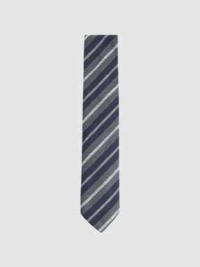 Navy Reiss Lagoon Silk Textured Stripe Tie