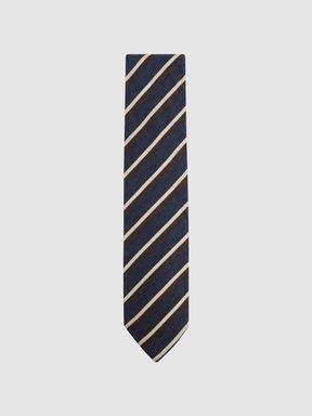 Navy Reiss Dino Wool-Cotton Striped Tie