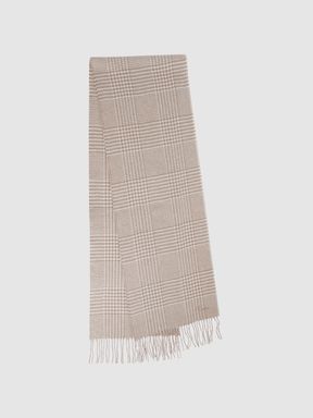 Oatmeal Reiss Jack Wool-Cashmere Check Scarf