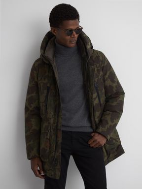 Green Mitchell Camo Woolrich Hooded Arctic Parka
