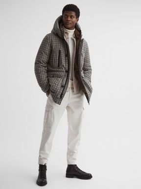 Cream Check Woolrich Hooded Arctic Parka