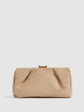 Natural Reiss Madison Woven Clutch Bag
