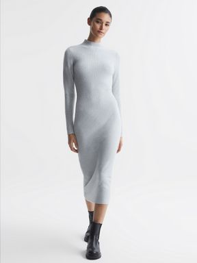 Grey Reiss Mara Knitted Bodycon Midi Dress