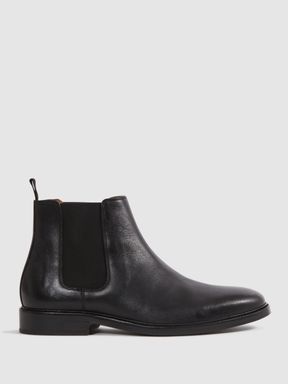 Black Reiss Renor Leather Chelsea Boots