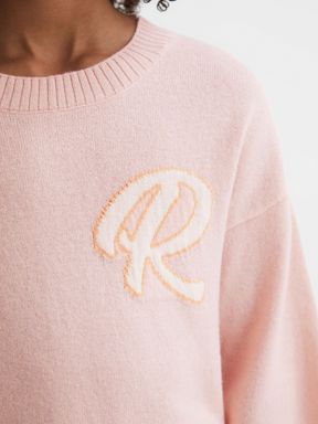 Pink Reiss Afi Wool Blend Motif Jumper