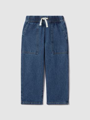 Blue Reiss Marloe Drawstring Waist Straight Leg Jeans