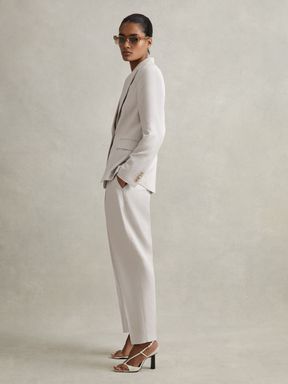 Light Grey Reiss Farrah Single Breasted Suit Blazer with TENCEL™ Fibers