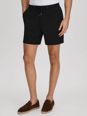 Black Reiss Newmark Textured Drawstring Shorts