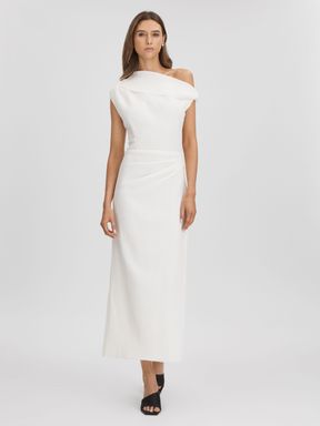 White Anna Quan Textured Off-The-Shoulder Maxi Dress