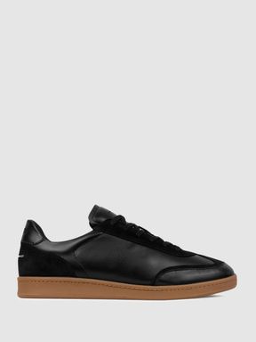 Black Unseen Footwear Leather Suede Trainers
