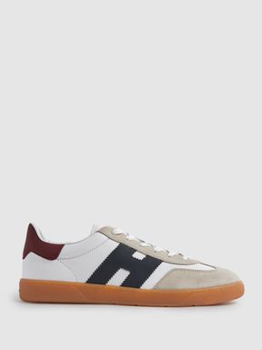 White Multi Hogan Leather Suede Low Top Trainers