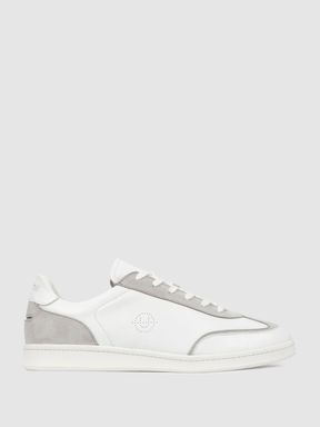 Grey/White Unseen Footwear Leather Suede Trainers