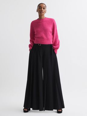 Black Florere Wide Leg Belted Trousers