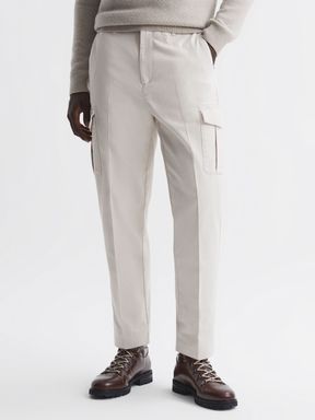Ecru Reiss Thunder Tapered Brushed Cotton Cargo Trousers
