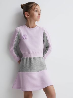 Lilac Reiss Daley Colourblock Motif Jersey Dress