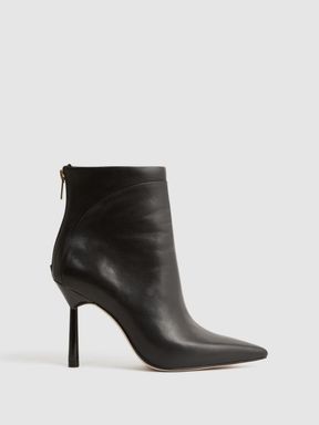 Black Reiss Lyra Signature Leather Ankle Boots