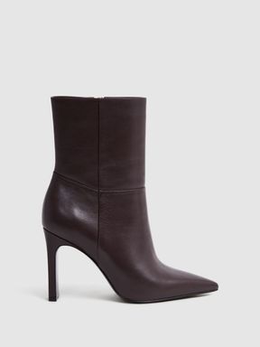 Burgundy Reiss Vanessa Leather Heeled Ankle Boots