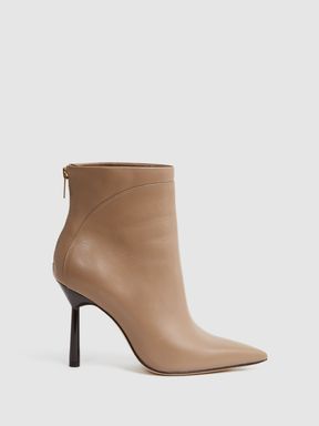 Camel Reiss Lyra Signature Leather Ankle Boots
