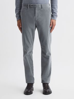Grey Reiss Strike Slim Fit Brushed Cotton Trousers