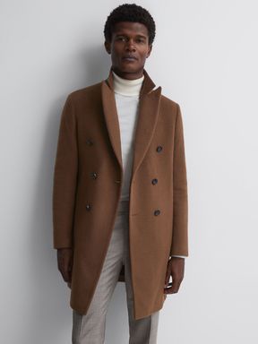 Tobacco Reiss Timpano Wool Blend Double Breasted Epsom Coat