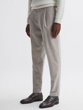 Oatmeal Reiss Beadnell Slim Fit Brushed Wool Trousers