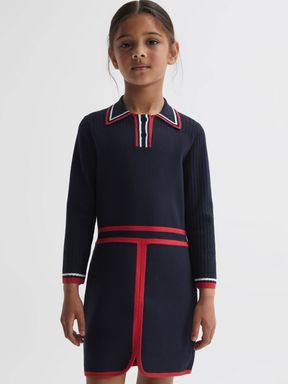 Navy Reiss Ruby Knitted Polo Dress