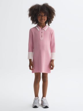 Pink Reiss Sammy Knitted Polo Dress