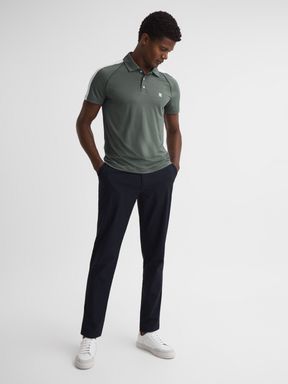 Sage/White Reiss Camberley Golf Airtech Slim Fit Polo Shirt
