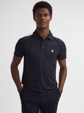 Navy/White Reiss Camberley Golf Airtech Slim Fit Polo Shirt