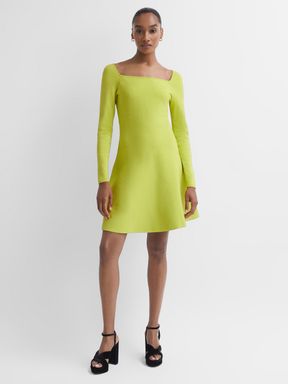 Lime Florere Knitted Skater Mini Dress