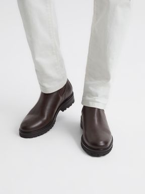 Chocolate Reiss Chiltern Leather Chelsea Boots