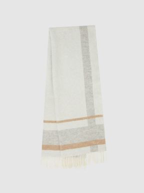 Grey/Ecru Reiss Esther Wool-Cashmere Check Scarf