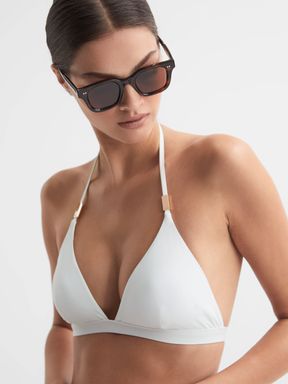 White Reiss Ripley Triangle Halterneck Bikini Top