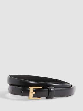 Black Reiss Holly Thin Leather Belt