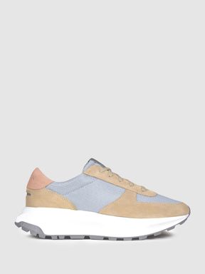 Pink/White Unseen Footwear Suede Mesh Trinity Trainers