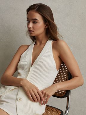 Ivory Reiss Sinead Knitted Halter Neck Top