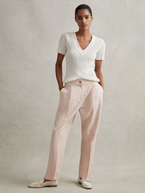 Pink Reiss Farrah Tapered Suit Trousers with TENCEL™ Fibers