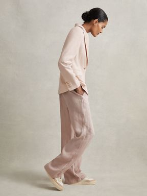 Pink Reiss Farrah Single Breasted Suit Blazer with TENCEL™ Fibers