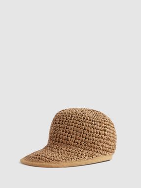 Natural Reiss Penelope Woven Straw Cap