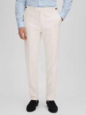 Off White Reiss Heat Linen Blend Adjuster Trousers