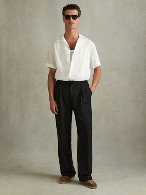 Black Reiss Arden Relaxed Twill Drawstring Trousers