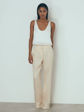 Blush Atelier Italian Textured Slim Flared Suit Trousers