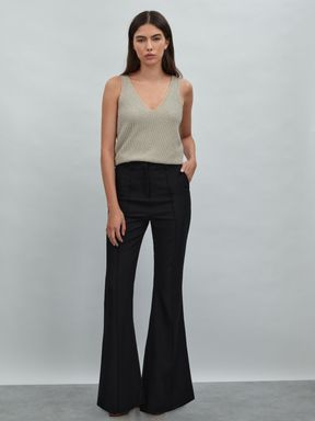 Black Acler High Rise Flared Trousers