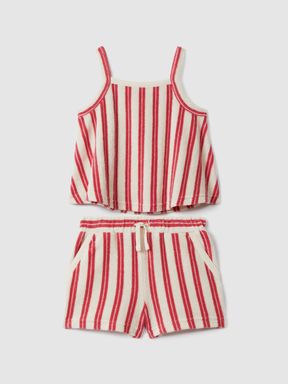 Pink Reiss June Towelling Vest and Shorts Set