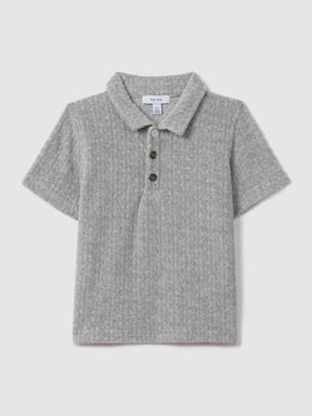 Soft Grey Reiss Iggy Towelling Polo Shirt