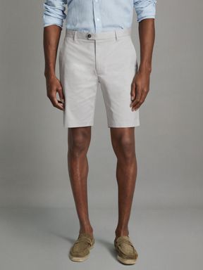 Ice Grey Reiss Wicket Modern Fit Cotton Blend Chino Shorts