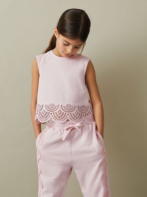 Pink Reiss Sophie Cotton Broderie Co-Ord Top