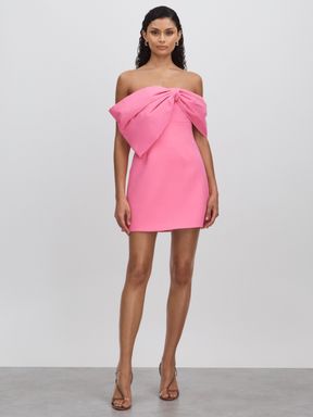 Pink Rachel Gilbert Bow Mini Dress
