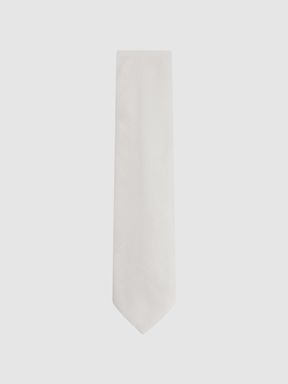 Cream Reiss Giotto Textured Silk Blend Tie